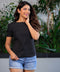 Puffed Sleeve Formal Black Linen Top
